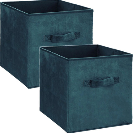 5Five Aufbewahrungskorb/Schrankkorb – 4er-Set – Petrolgrün – 29 Liter – 31 x 31 x 31 cm – Aufbewahrungsboxen – Regalkörbe – Polyester