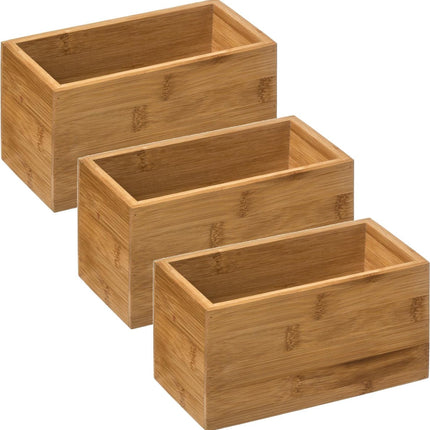 3er-Set 5five Schmuck-/Make-up-Halter/Box - 18 x 9 x 9,5 cm - Bambusholz - Organizerbox