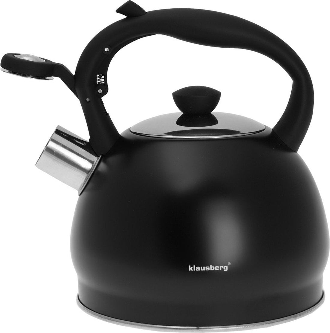 Klausberg 7428 fluitketel RVS – 2 liter, zwart, alle kookplaten