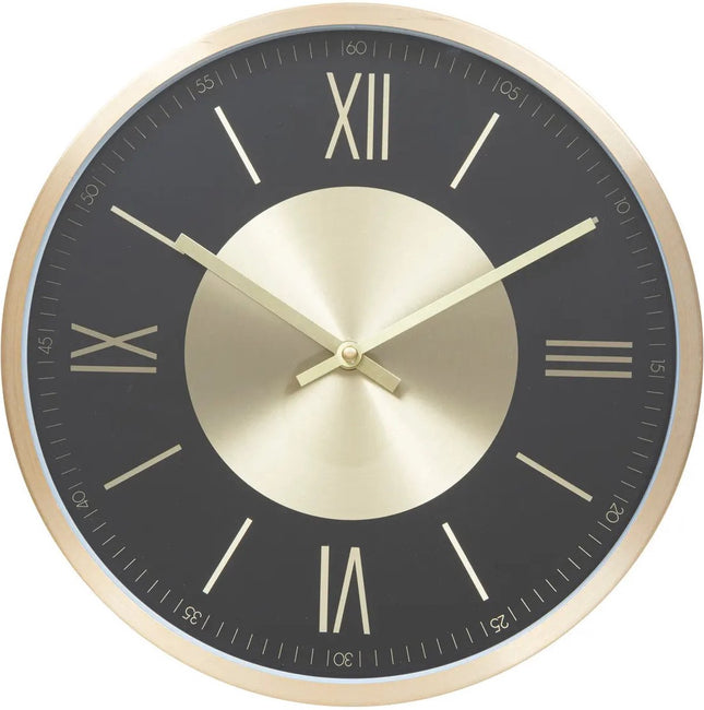 Atmosphera Wanduhr Roma Infinity - Vintage Metall - Durchmesser 30 cm - Metall/Kunststoff - Schwarz/Gold - Luxusuhren