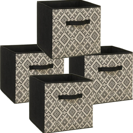 Set aus 4 Aufbewahrungskörben/Schrankkörben 29 Liter schwarz/cremefarben Polyester 31 x 31 x 31 cm - Aufbewahrungsboxen - Regalkörbe