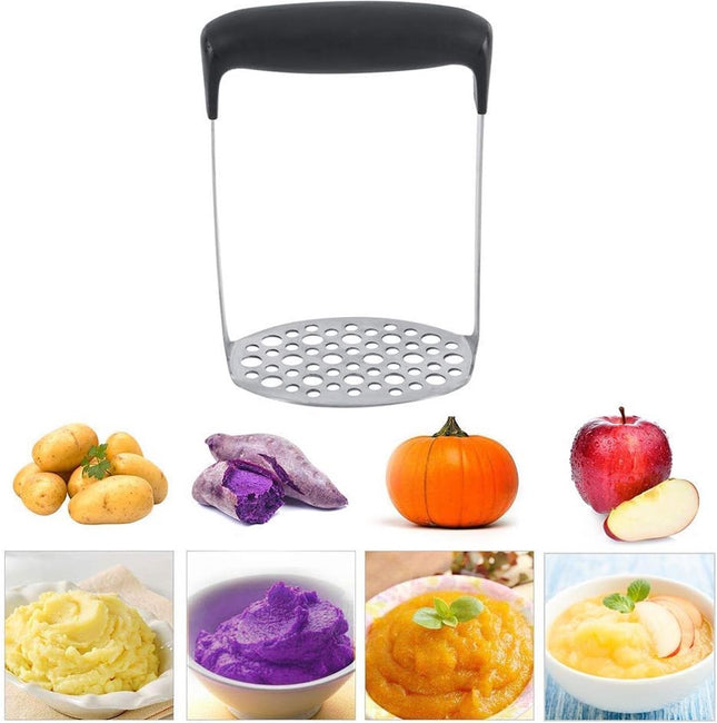 Kartoffelstampfer, Kartoffelzerdrücker aus Edelstahl, Kartoffelpresse, Fruchtpresse, Babynahrung, 6 mm und 9 mm Reihen