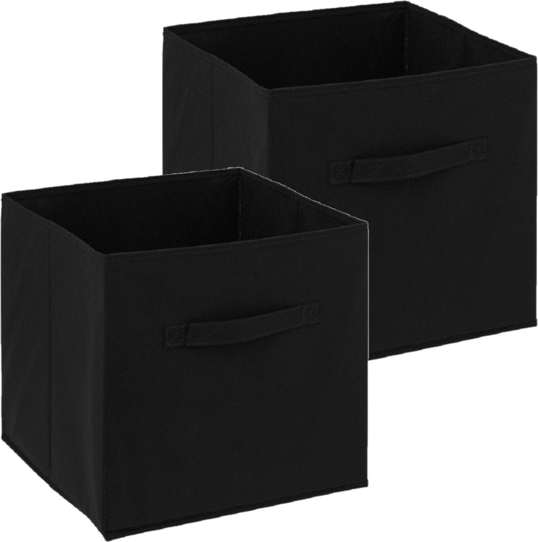 5Five Panier de Rangement/Panier de Placard - 2x - Noir - 31 x 31 x 31 cm - 29 litres - Paniers de Rangement - Tissu avec fond renforcé - Pliable