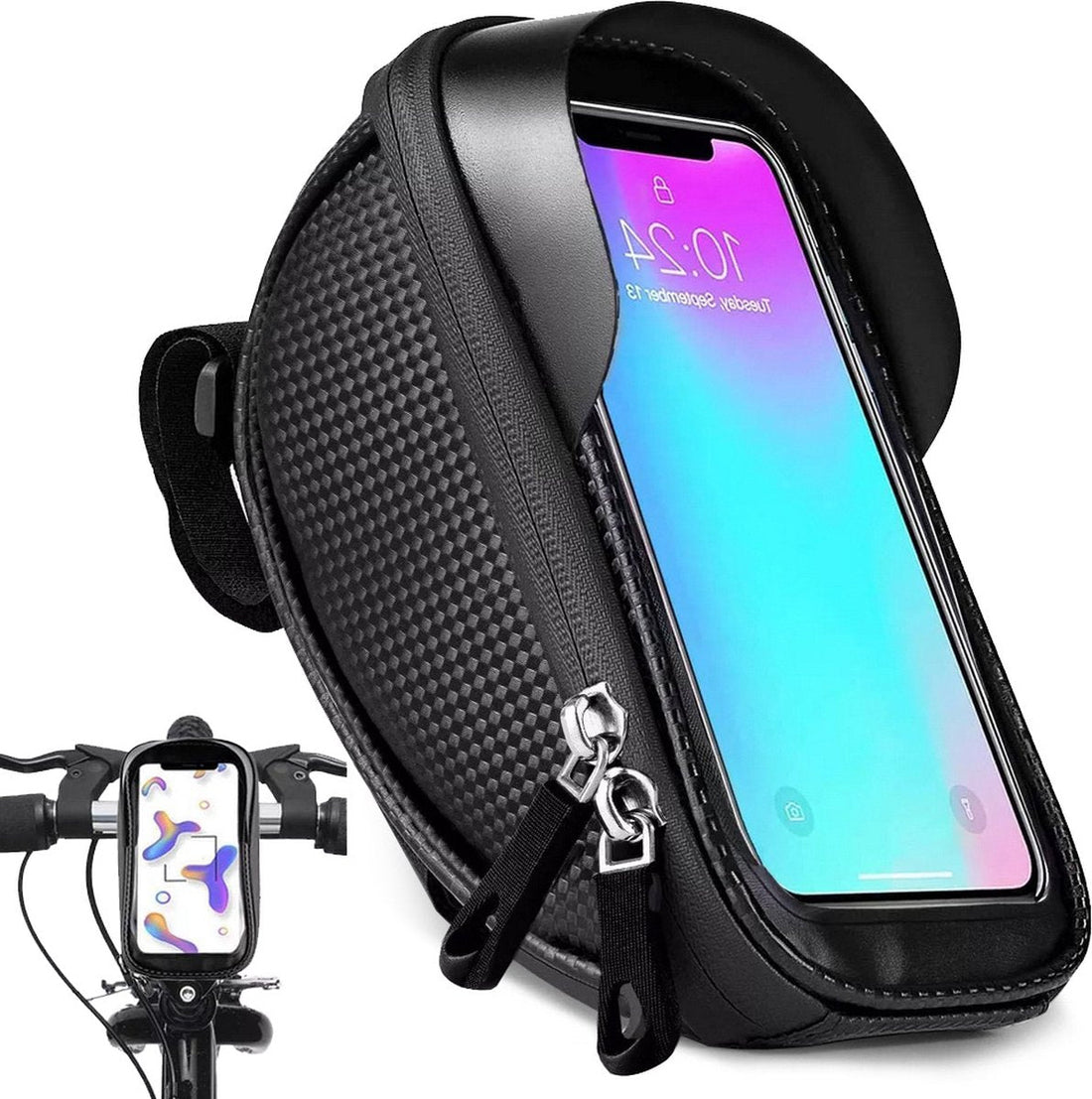 Sacoche de guidon vélo avec support téléphone 1,6 litre - Étanche