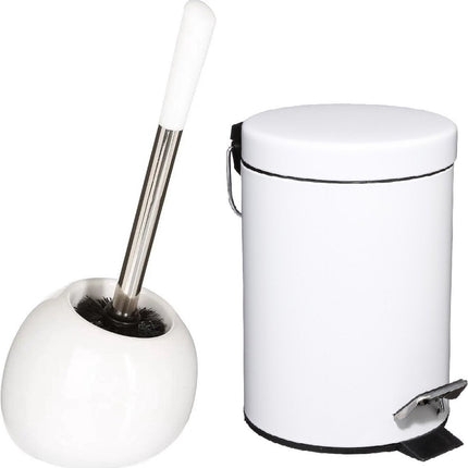 5Five Badkamer/toilet accessoires - WC-borstel en pedaalemmer 3L - wit