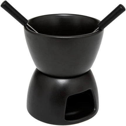 Secret de Gourmet Schokoladen- oder Käsefondue – mit 2 Gabeln – schwarz – Keramik – für 2 Personen