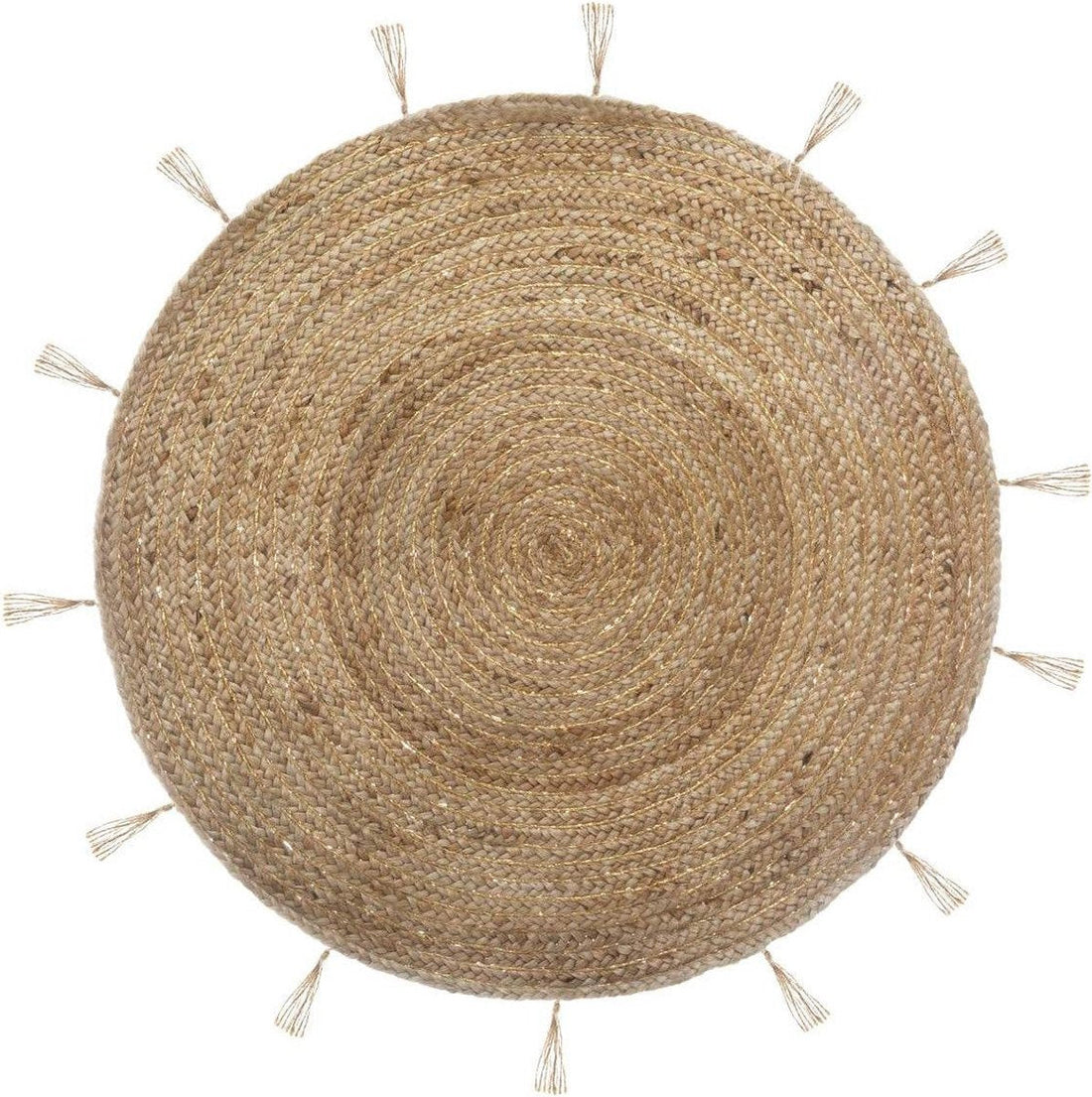 Atmosphera klein rond jute vloerkleed met franjes – naturel/goud, Ø 80 cm