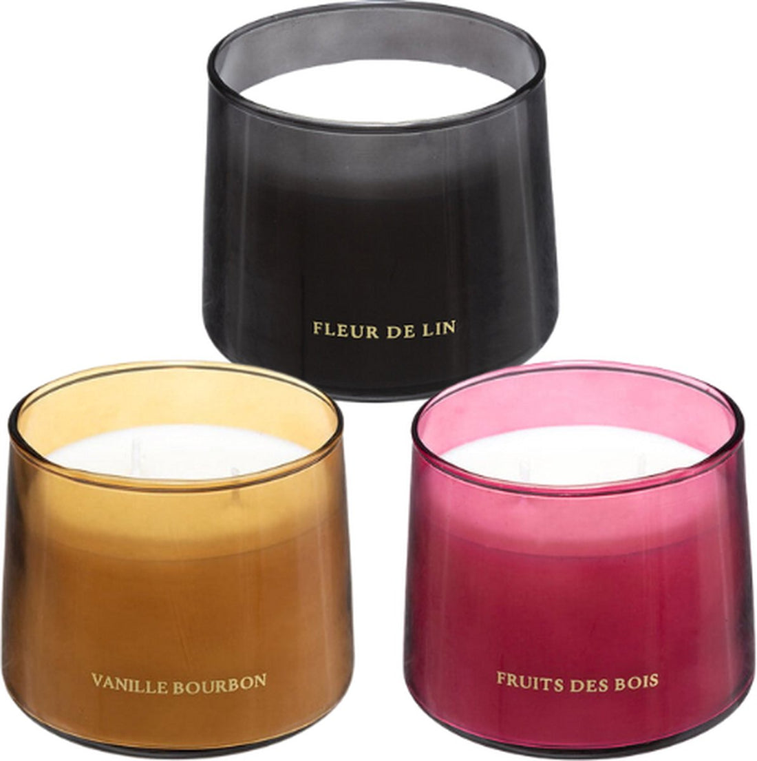 Coffret Cadeau Bougies Parfumées - Fruits des Bois, Vanille & Fleur de Lin - 3 Pièces - 30 Heures de Combustion par Bougie - Coffret Cadeau Luxe