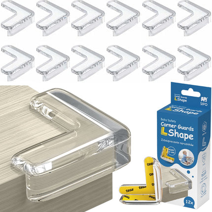 SIPO Eckenschutz - 12-teiliges Set Transparenter Silikon Eckenschutz für Möbel - SBS-EC52 - Tischschutz -