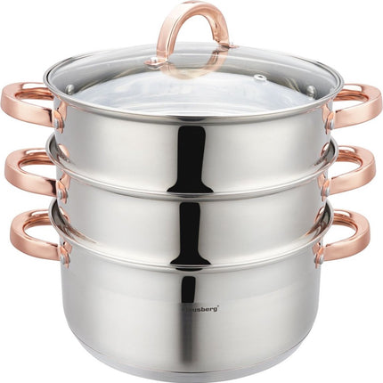 Klausberg 7735 - Dampfgarer - 4-teilig - 24 cm - 5 Liter - Edelstahl - alle Herdarten