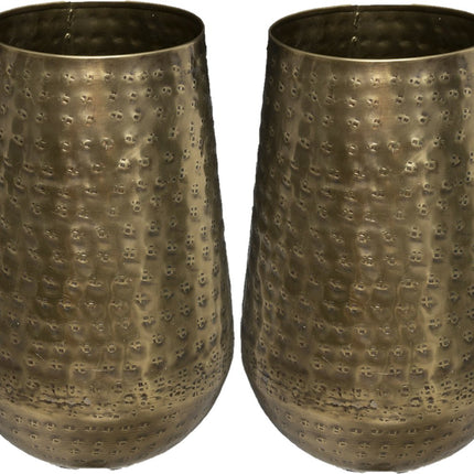 Atmosphera - Blumenvase - 2x - stilvolles Metall - 23 x 15 cm - Metallic-Bronze