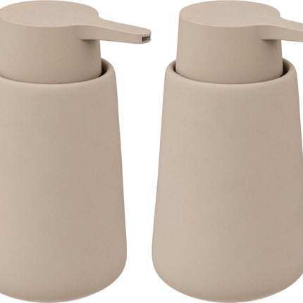 5Five Zeeppompje/dispenser - 2x - Cocoon - kunststeen - beige - 15 cm - 300 ml - Badkamer/toilet/keuken