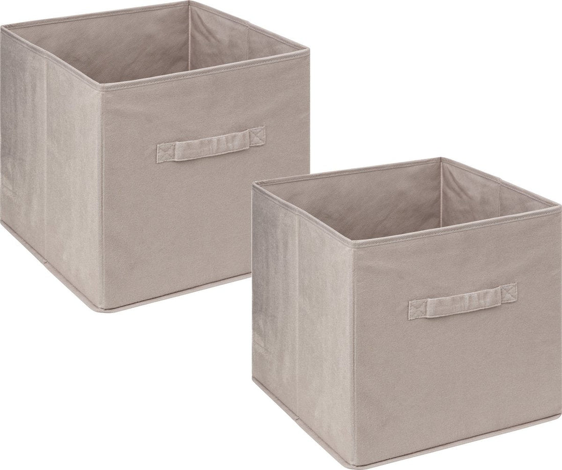 5Five Storage Basket/Cabinet Basket - 4 pieces - Beige - 31 x 31 x 31 cm - 29 liters - Cube storage baskets - Fabric with reinforced bottom - Foldable