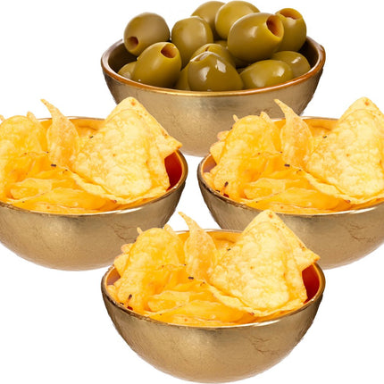 Secret de Gourmet Schalen/Servierschalen - 6x - Athena - Glas - D15 x H5 cm - Gold - Stapelbar
