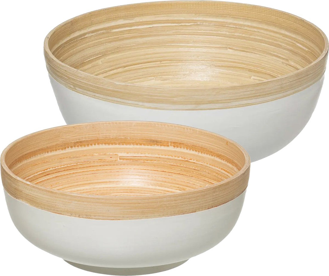 5Five - serving bowls/salad bowls - 2 pieces - white - bamboo - round