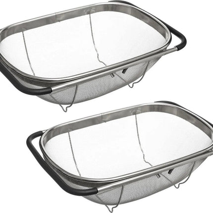 Spülensieb - 2er-Set - silber - 36,5 bis 54,5 x 23 cm - Edelstahl - ausziehbar - Sieb - Küchenseiher