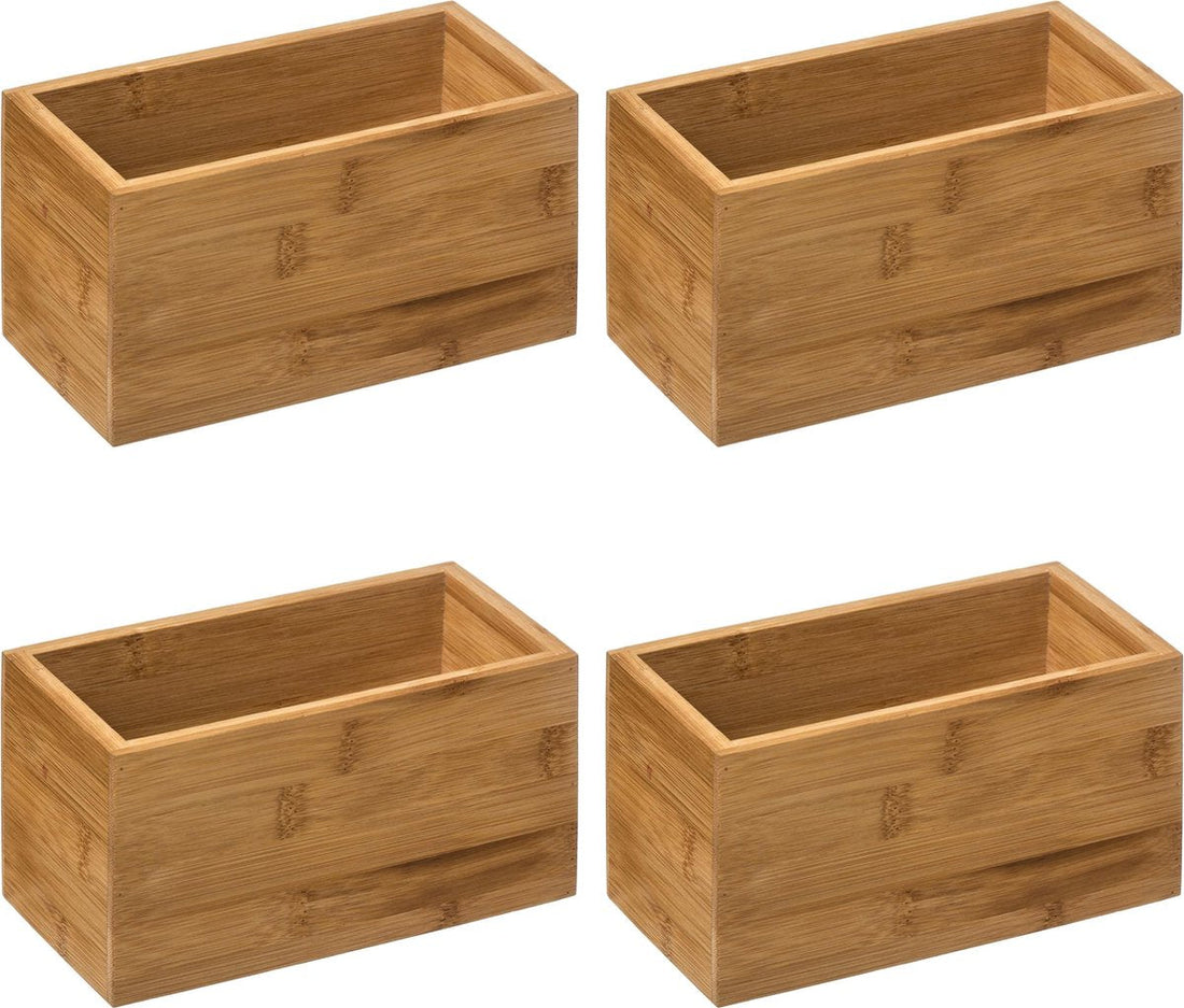 5Five Boîtes de rangement/tri/diviseurs de tiroirs - lot de 4 - bois de bambou - 18 x 9 x 9.5 cm