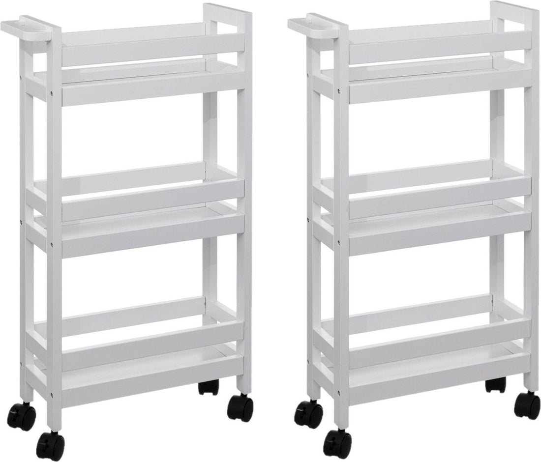 5Five Kitchen Trolley - 2x - 3-tier - white - D15 x W40 x H75 cm