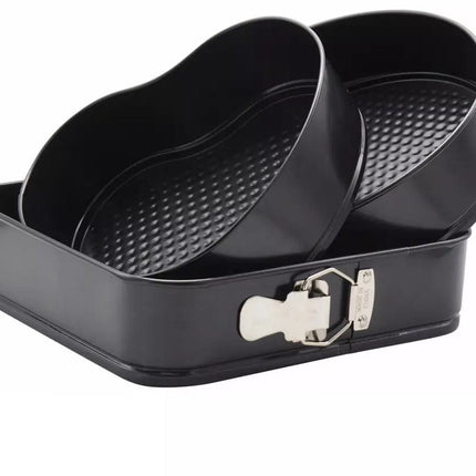 Klausberg Backformen-Set – 3-teilig – Antihaftbeschichtung – Quadratisch, Herzförmig, Rund – Modell KB7184