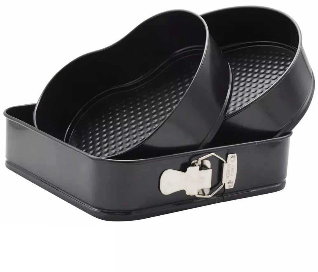 Klausberg Backformen-Set – 3-teilig – Antihaftbeschichtung – Quadratisch, Herzförmig, Rund – Modell KB7184