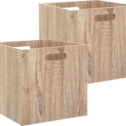 5Five Holzkiste/Aufbewahrungskorb – 2x – Holz – 31 x 31 x 31 cm – 29 Liter – zusammenklappbar