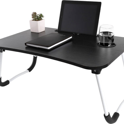 Laptoptafel - Laptopstandaard - Schoottafel - Bedtafel - MDF Hout - Zwart - 60x40x28 cm