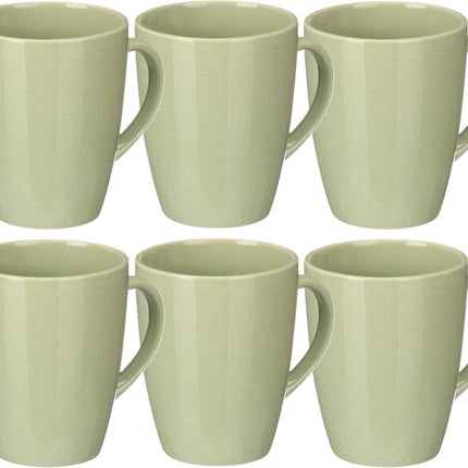 Vessia Design Kaffeetassen/Becher mit Henkel - 6 Stück - mintgrün - Keramik - 330 ml