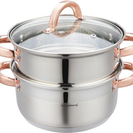 Klausberg 7728 - stoompan - 3 delig - 20 cm - rvs - alle warmtebronnen