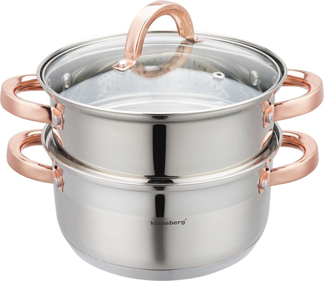 Klausberg 7728 - steamer pot - 3-piece - 20 cm - stainless steel - all heat sources