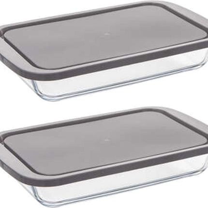 5Five Auflaufform aus Borosilikatglas mit Deckel – 2er-Set – rechteckig – 1,6 Liter – 29 x 18 x 5 cm
