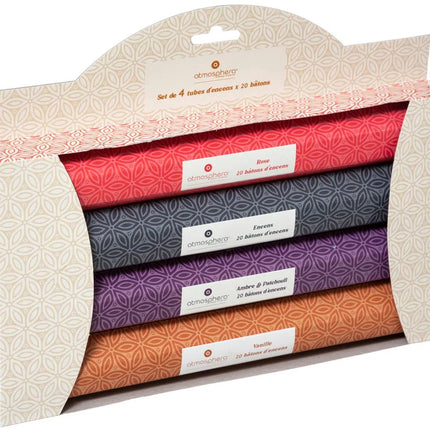 Geschenkset Räucherstäbchen 4 Schachteln mit 4 verschiedenen Düften 80 Stäbchen