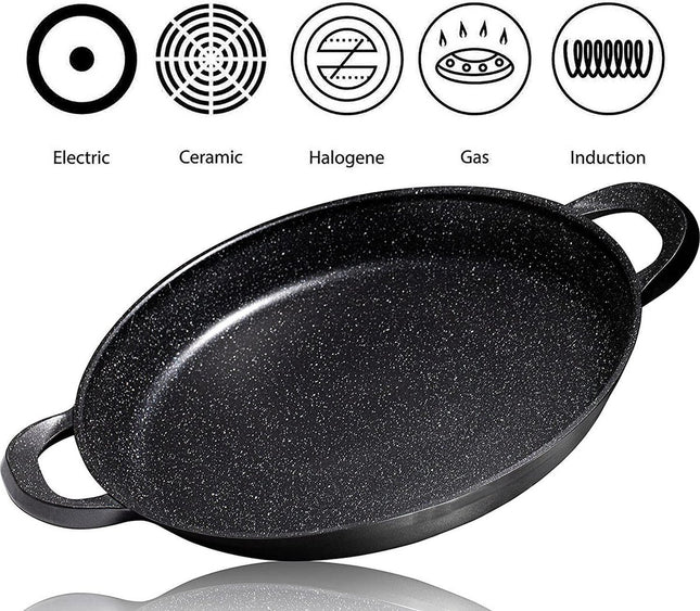 CUILINA Paella-Pfanne – deutsche GREBLON Antihaftbeschichtung mit Marmor-Optik – 36 cm – für Induktion und alle Herdarten