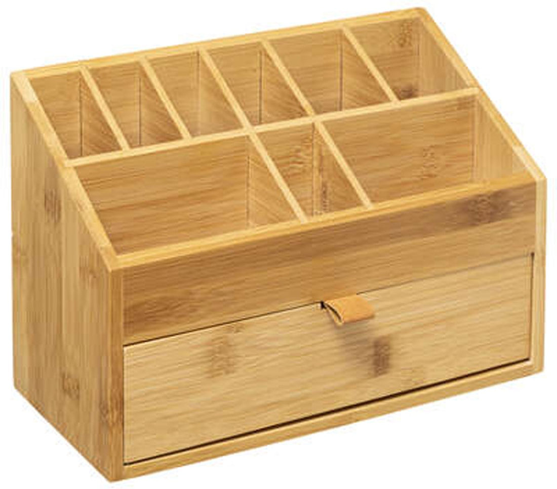 5Five Petit caisson de bureau / organisateur de bureau 1 tiroir - bois de bambou - L26 x l12 x H18 cm - brun clair - pot à crayons