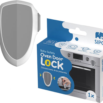 SIPO Ofenschloss 9,2x9x2,8 cm - Sicherheitsschloss Backofentür gegen Öffnen durch Kinder - Einfache Installation - Schloss für Backofen - Weiß