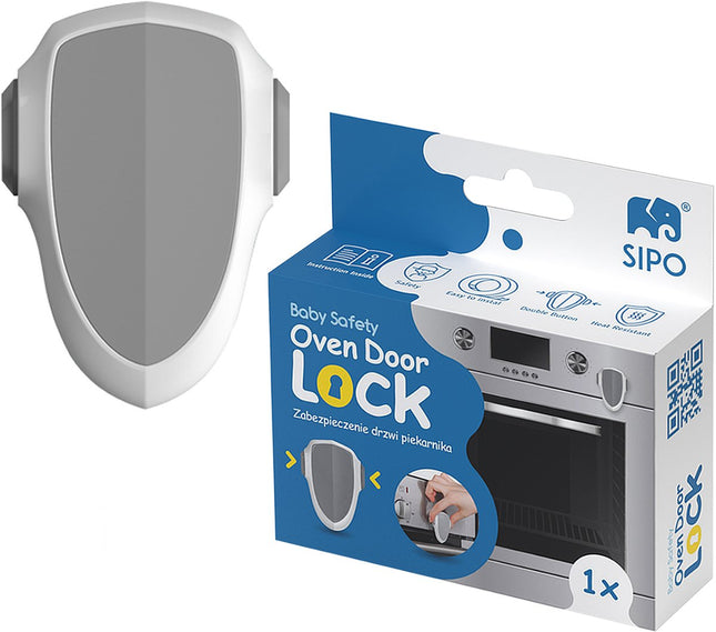 SIPO Ofenschloss 9,2x9x2,8 cm - Sicherheitsschloss Backofentür gegen Öffnen durch Kinder - Einfache Installation - Schloss für Backofen - Weiß