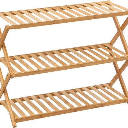 Faltbares Schuhregal aus Bambus - 3 Ebenen - Natur