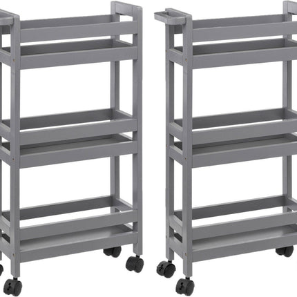 5Five Küchenwagen - 2x - 3-stöckig - Betongrau - T15 x B40 x H75 cm