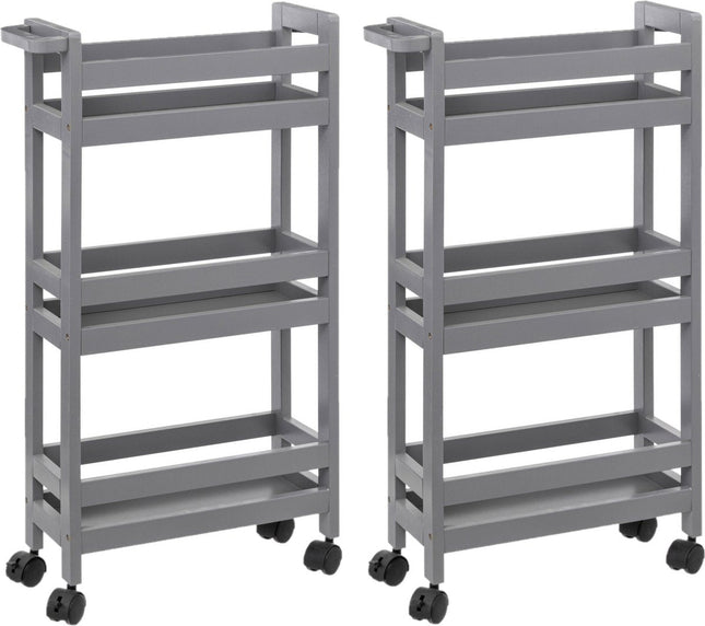 5Five Küchenwagen - 2x - 3-stöckig - Betongrau - T15 x B40 x H75 cm