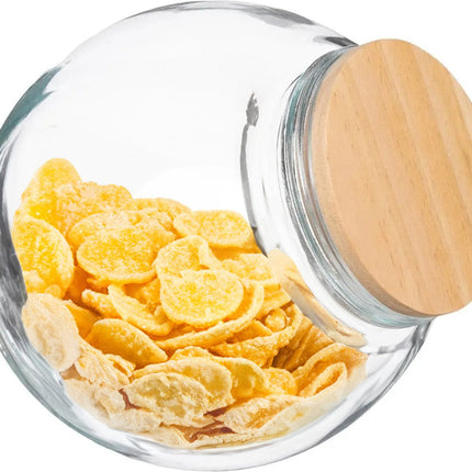 5Five Vorratsglas – 2100 ml – Glas – mit Holzdeckel – Vorratsdose – luftdichter Verschluss – Aufbewahrungsglas – Frischhaltedose – Vorratsbehälter