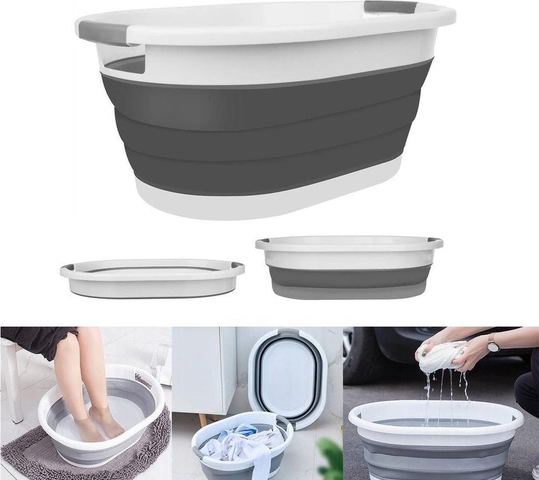 Panier à linge pliable multifonctionnel en silicone - Seau à linge gain de place - 25 litres