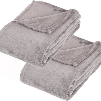 Atmosphera Fleece-Decke oder zotteliges Plaid – 2x – hellgrau – 130 x 180 cm – Polyester – Sofadecke – Fleece-Plaid