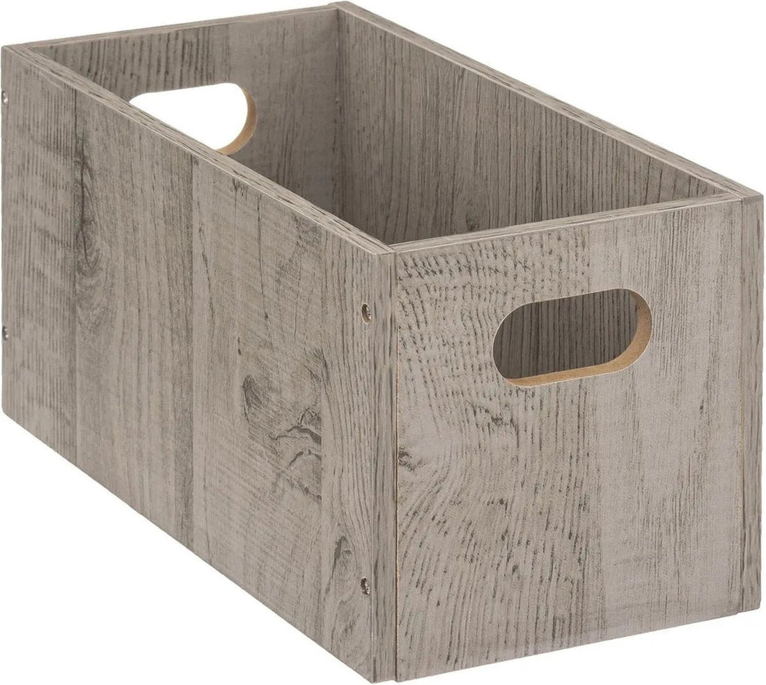 5Five Opbergmand / kastmand van hout - grijs - 7 Liter - 31 x 15 x 15 cm - Opbergboxen - Vakkenkast manden