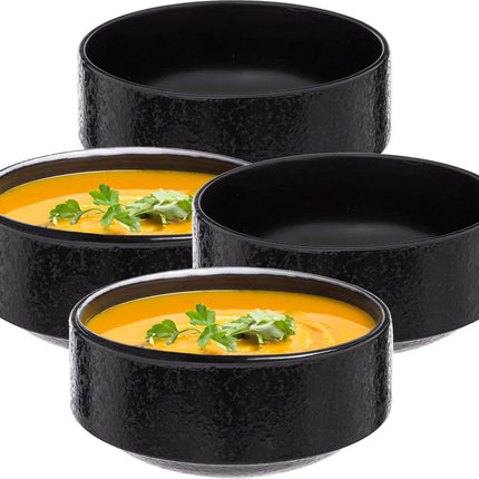 Secret de Gourmet Soepkommen/schaaltje - 8x - Loft - keramiek - D15 x H7 cm - antraciet - Stapelbaar