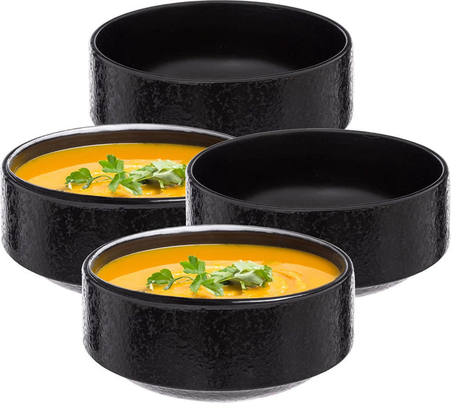 Secret de Gourmet Suppenschalen/Schale – 8x – Loft – Keramik – D15 x H7 cm – anthrazit – stapelbar