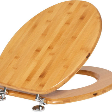 Bamboe wc bril met Zink scharnieren - Toiletbril Hout met Deksel - MDF - Bamboe effect - Bruin