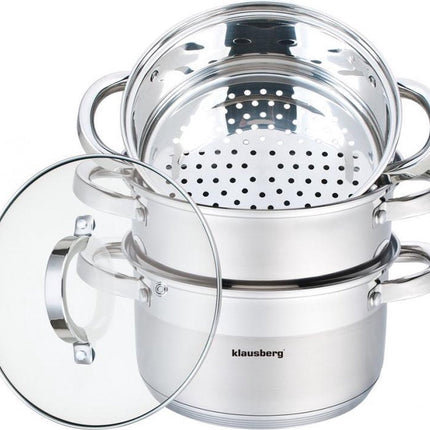 Klausberg 7136 - Dampfgarer - 4-teilig - 18cm - Edelstahl - alle Herdarten