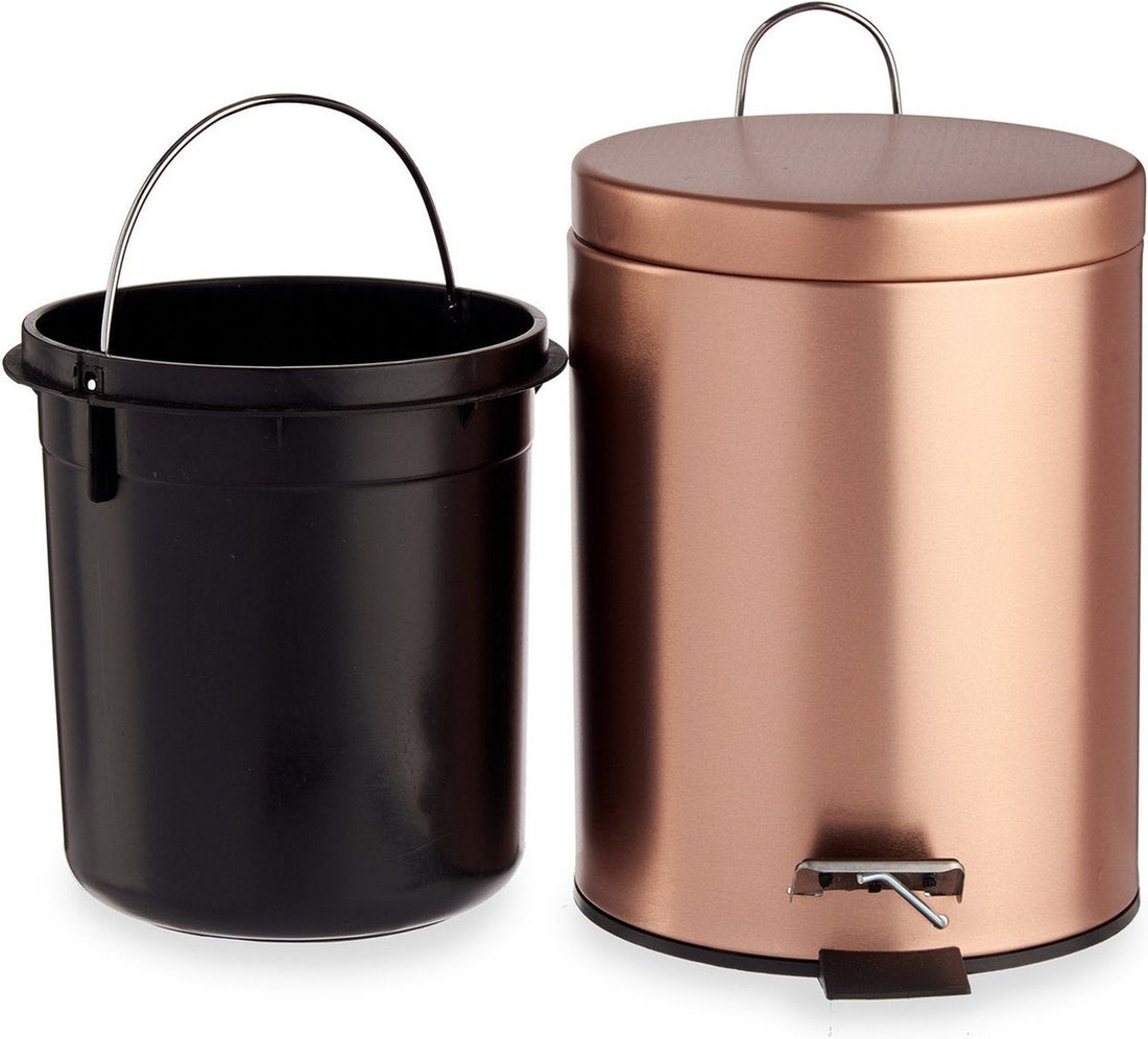 Poubelle à pédale en métal, contenance 7 litres, couleur cuivre, 31 x 20 cm