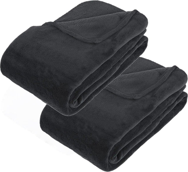 Atmosphera Grote Fleece bank deken/fleece plaid - 2x - antraciet - 180 x 230 cm - polyester