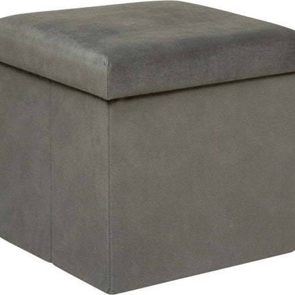 Atmosphera Pouf/Hocker/Sitzhocker Amber - Faltbare Sitz-Aufbewahrungsbox - Samt Dunkelgrau - D38 x H38 cm - MDF/Polyester