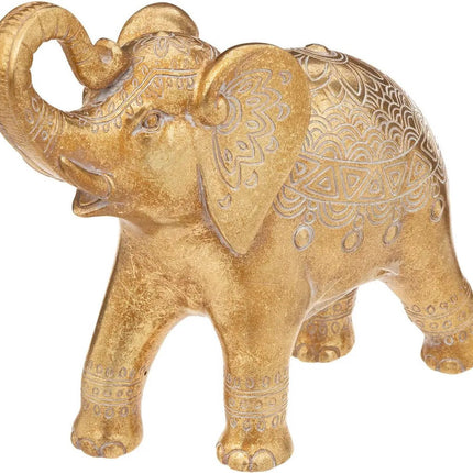 Atmosphera Home decoratie dier/ beeldje Olifant - goud kleurig - 26 x 23 cm